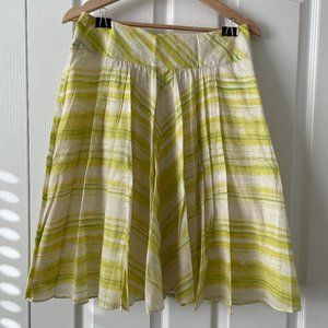 NWT Talbots lemon lime striped a-line midi skirt Size 6P